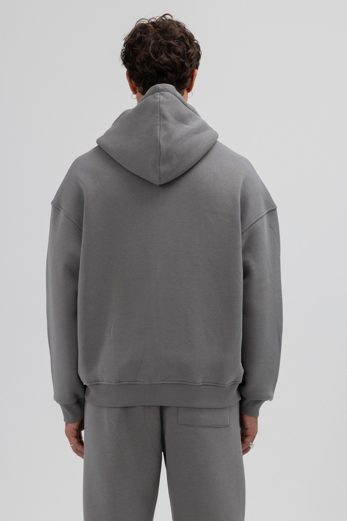 Basic Oversized Hooded Sweatshirt with Zipper