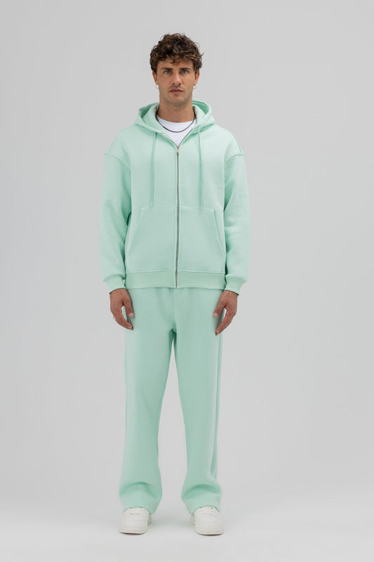Basic Oversized Hooded Sweatshirt with Zipper