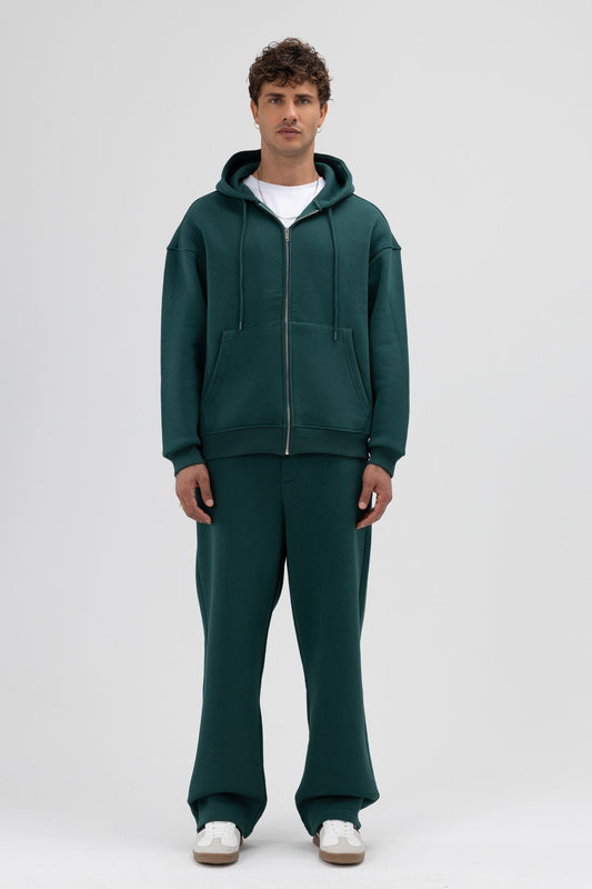 Basic Oversized Hooded Sweatshirt with Zipper