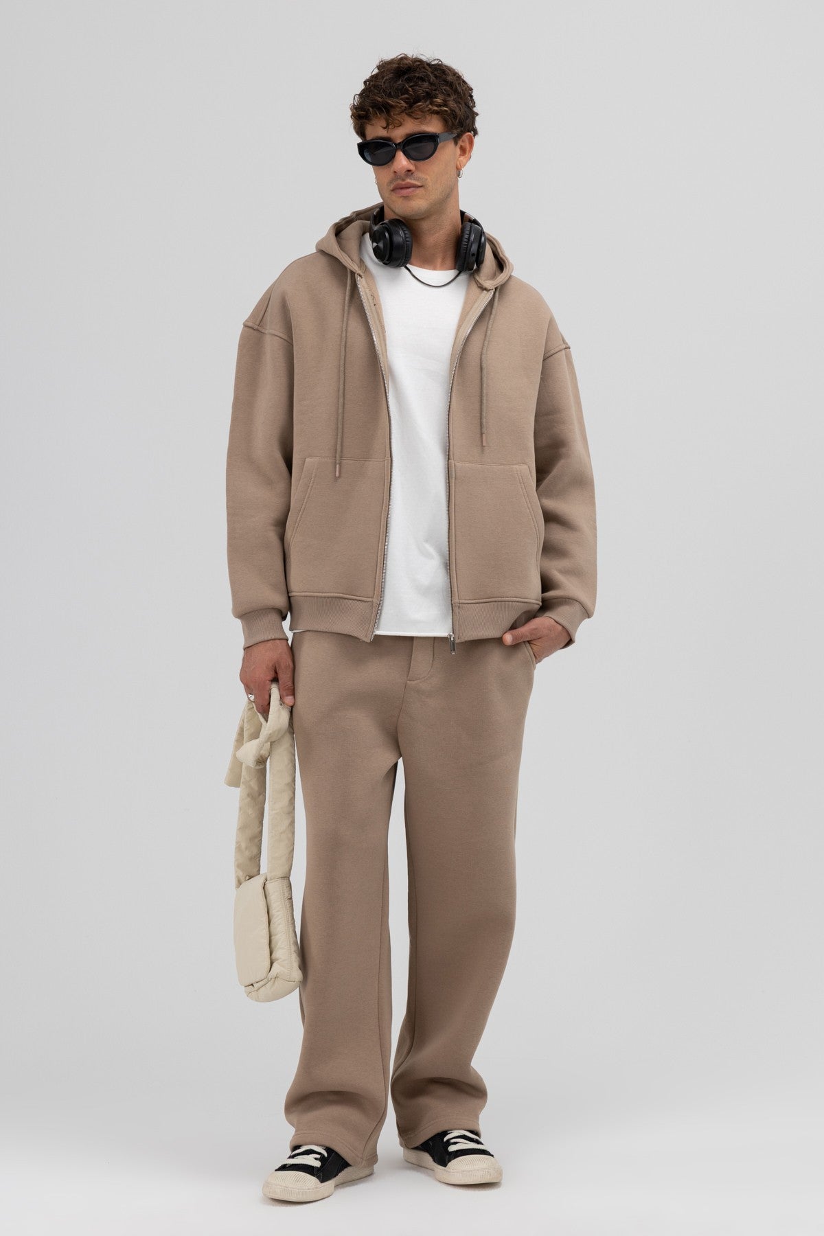 Basic Oversized Hooded Sweatshirt with Zipper