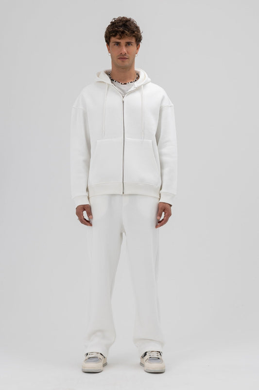 Basic Oversized Hooded Sweatshirt with Zipper