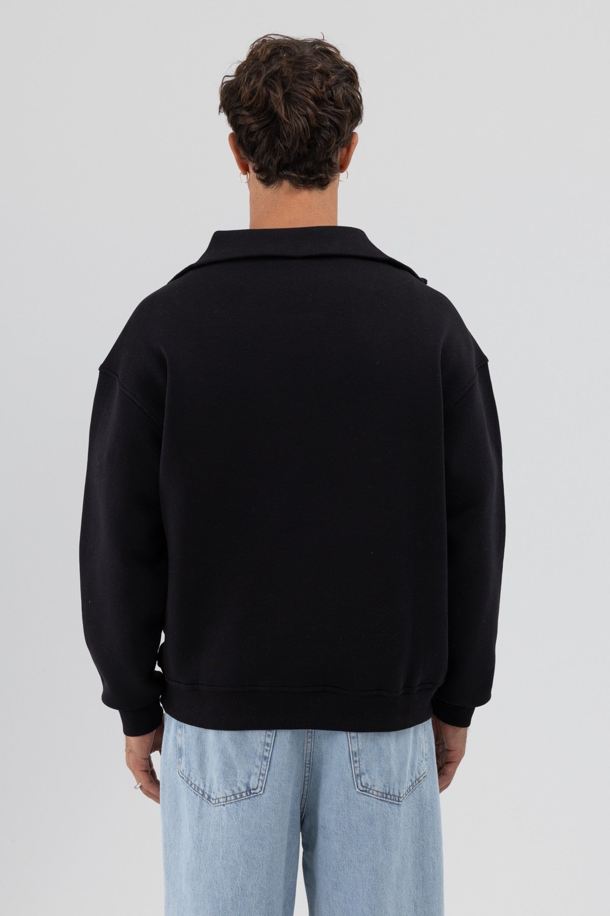 Basic Zipper-Front Stand-Up Collar Sweatshirt