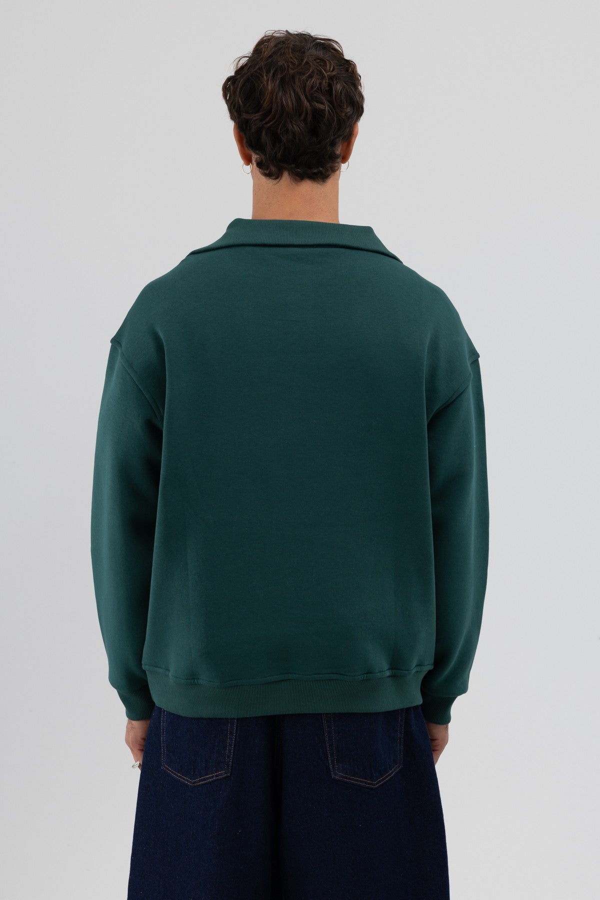 Basic Zipper-Front Stand-Up Collar Sweatshirt