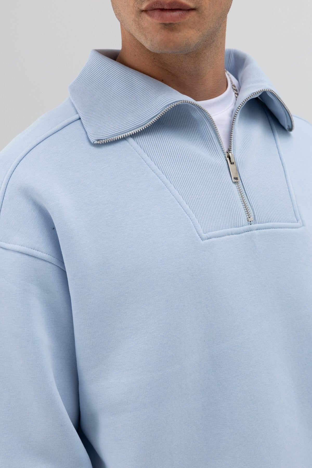 Basic Zipper-Front Stand-Up Collar Sweatshirt