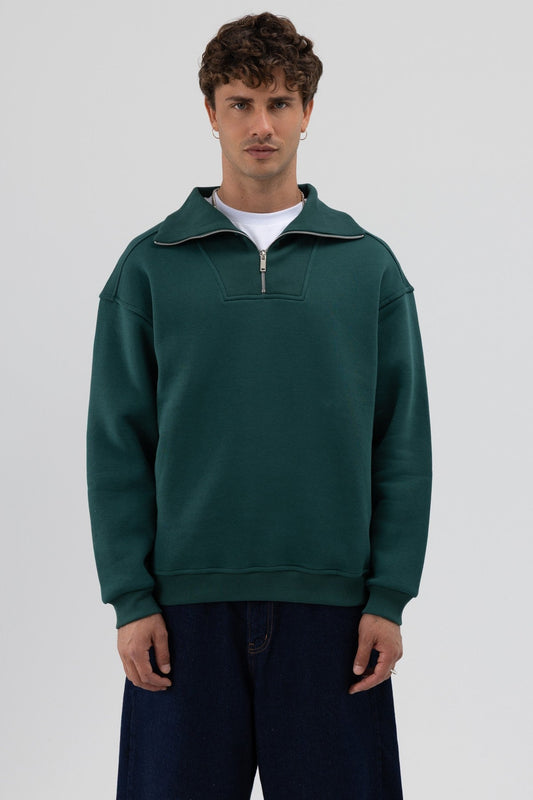 Basic Zipper-Front Stand-Up Collar Sweatshirt