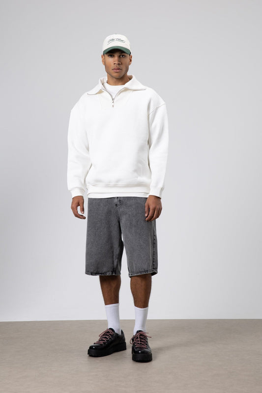 Basic Zipper-Front Stand-Up Collar Sweatshirt