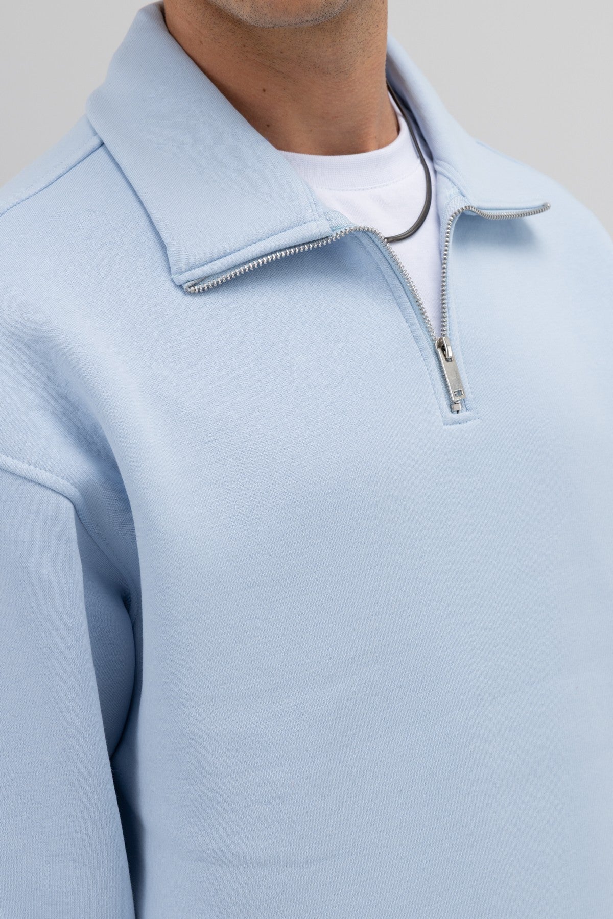 Oversized Zipper-Front Stand-Up Collar Sweatshirt