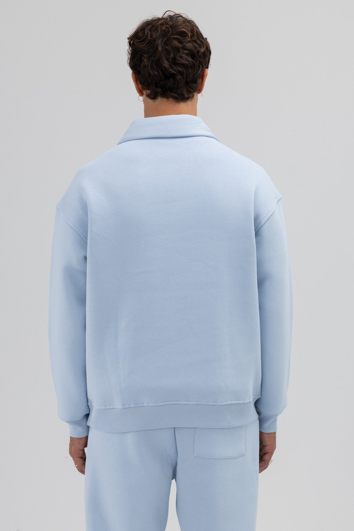 Oversized Zipper-Front Stand-Up Collar Sweatshirt