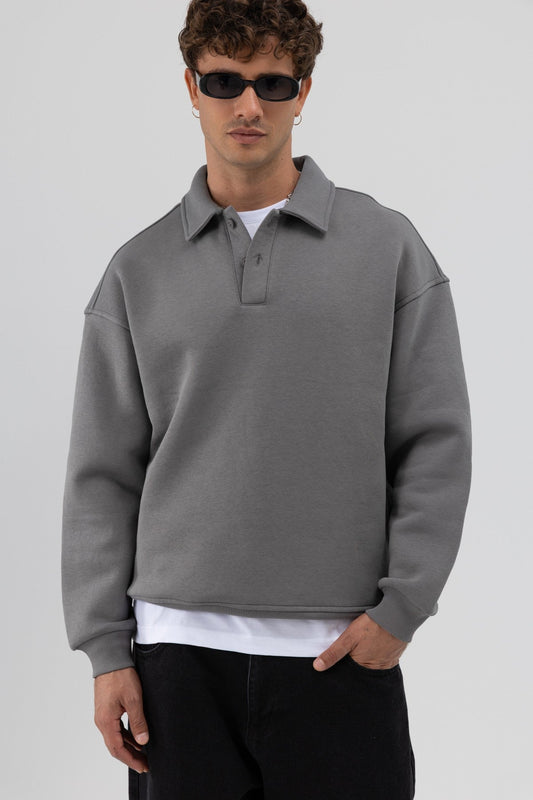 Basic Polo-Neck Sweatshirt