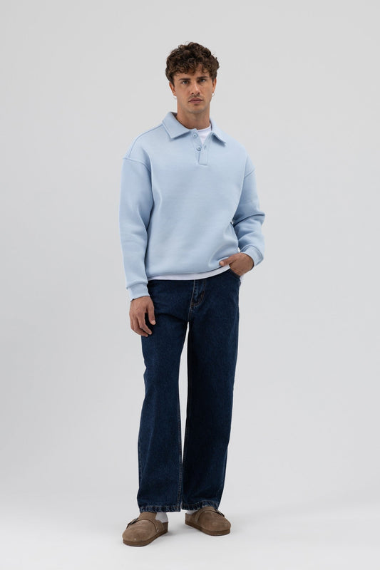 Basic Polo-Neck Sweatshirt