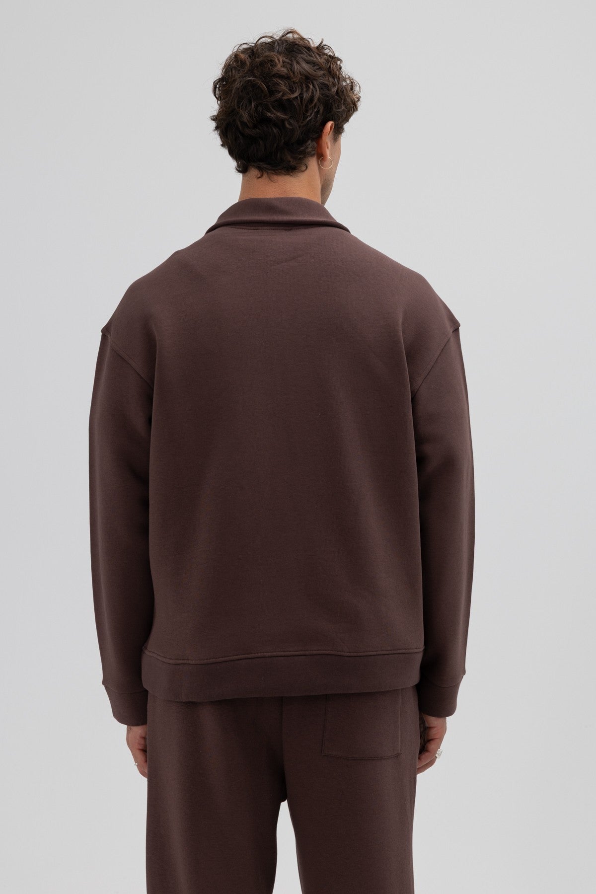 Oversized Stand-Up Collar Sweatshirt with Front Zipper