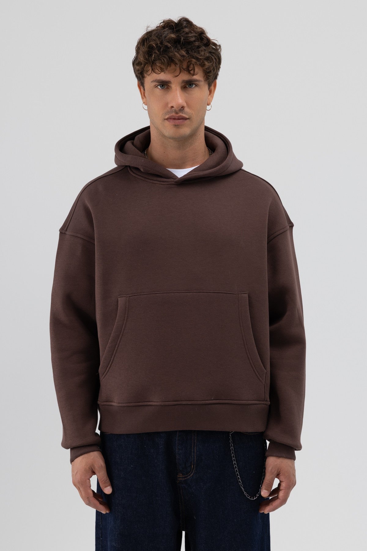 Basic Hooded Boxy-Fit Sweatshirt