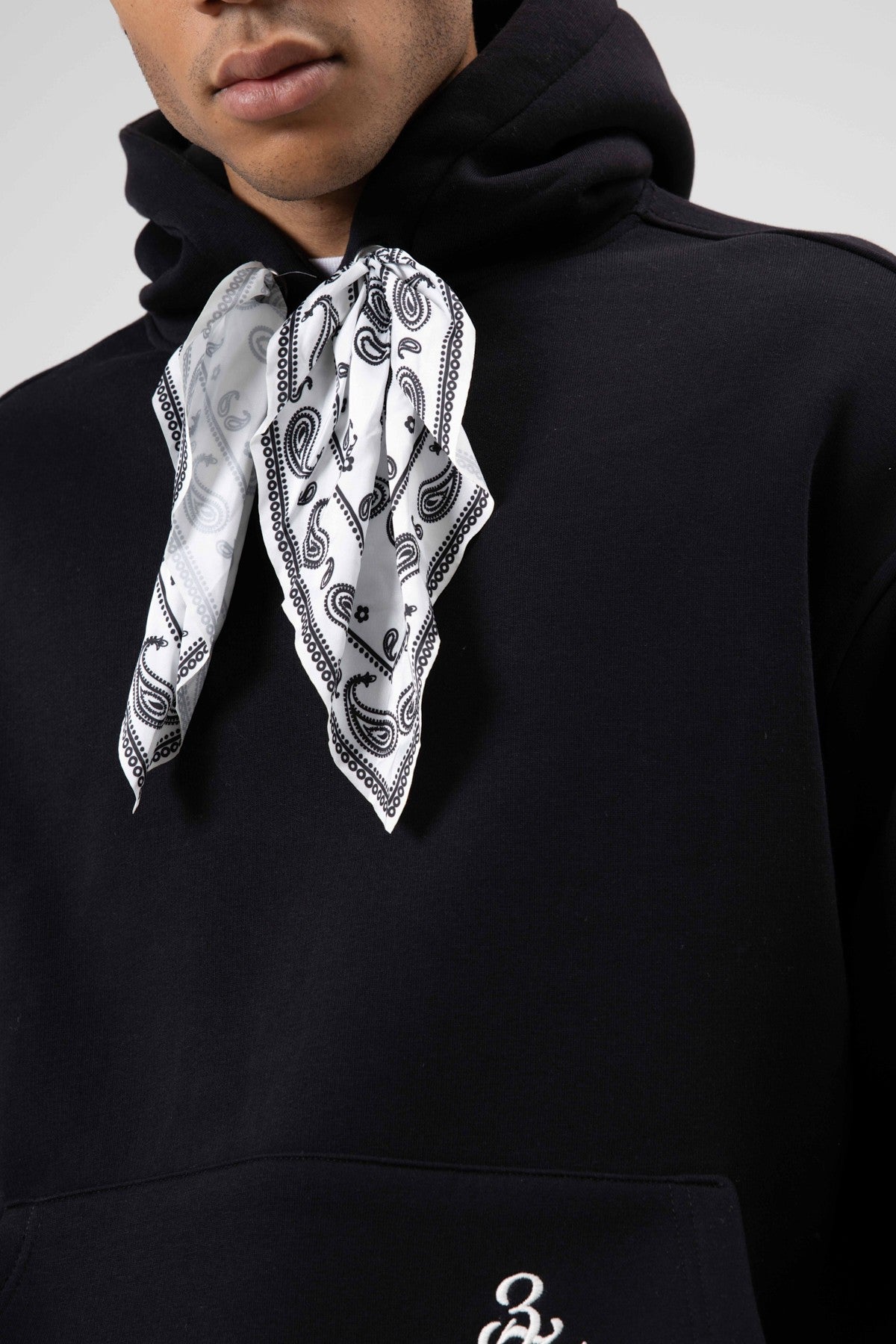 Oversized Hooded Sweatshirt with Scarf Detail