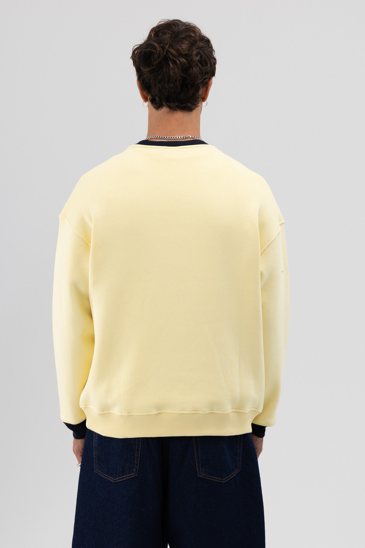 Oversized Bike Neck Print Sweatshirt