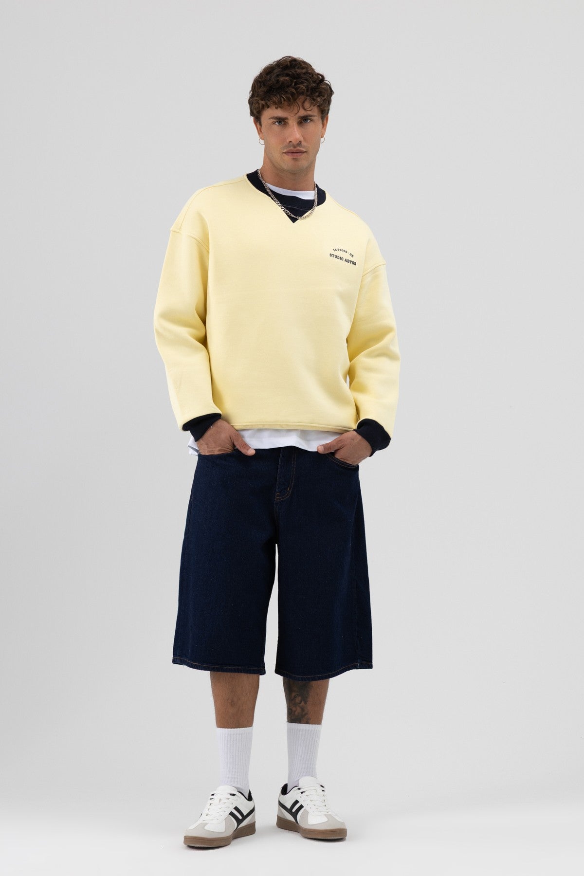 Oversized Bike Neck Print Sweatshirt