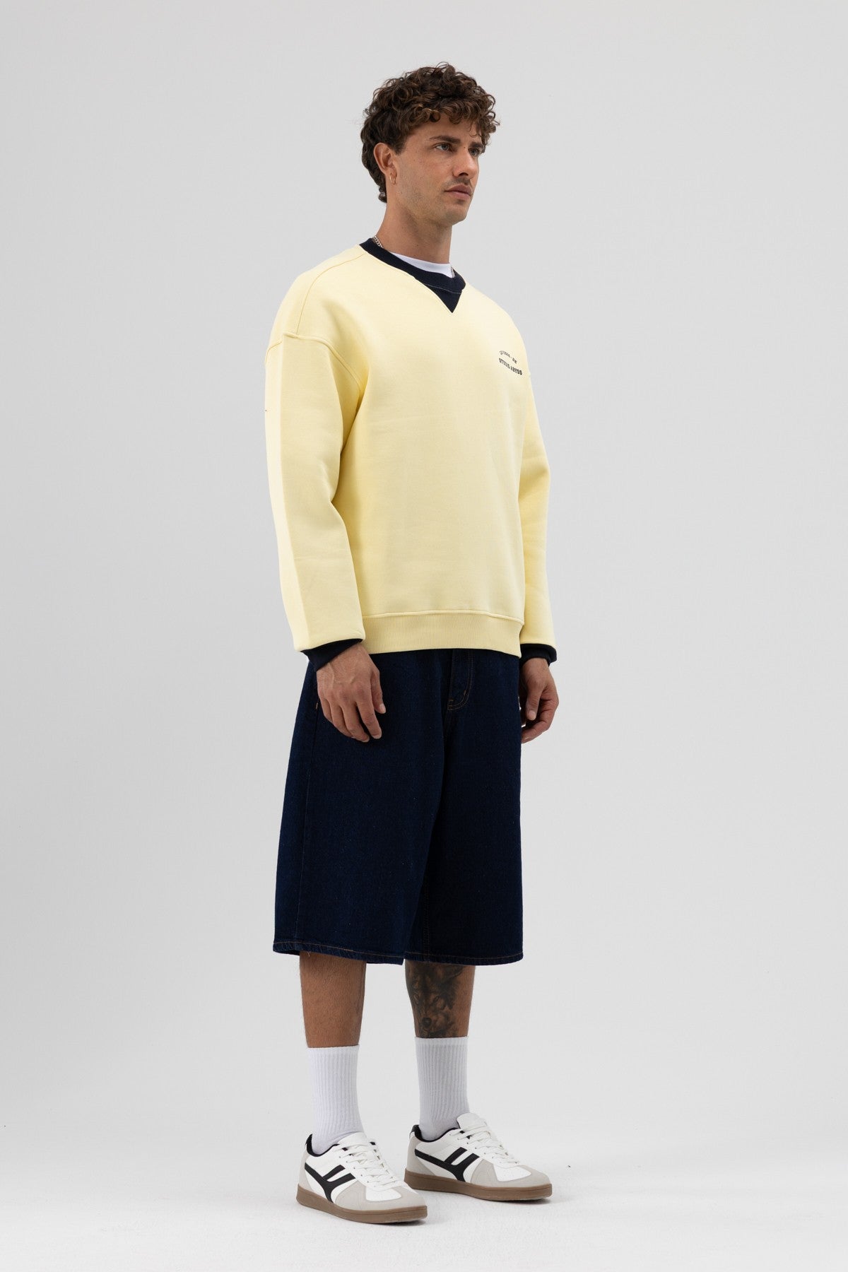 Oversized Bike Neck Print Sweatshirt