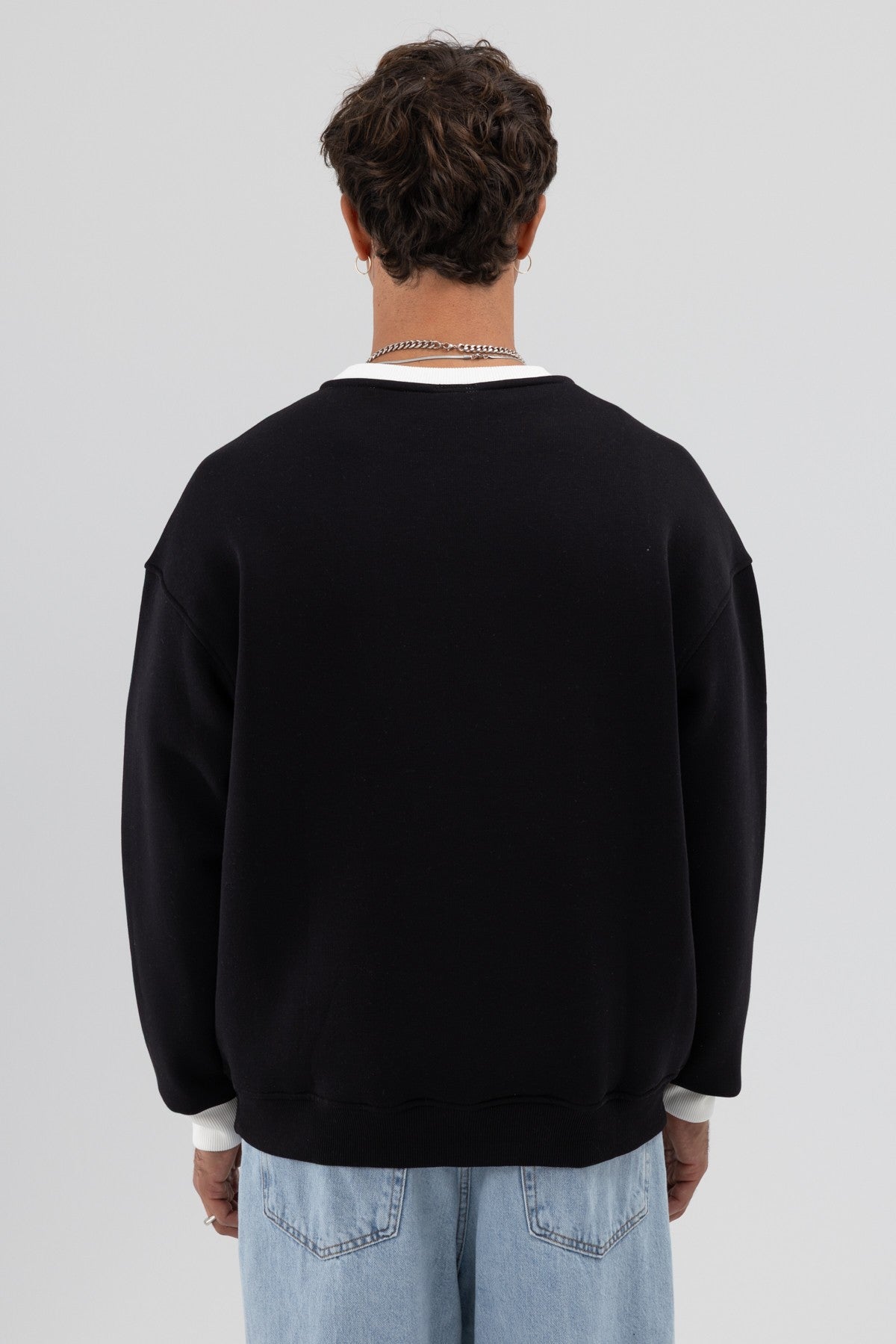 Oversized Bike Neck Print Sweatshirt