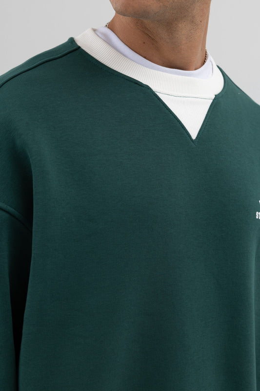 Oversized Bike Neck Print Sweatshirt