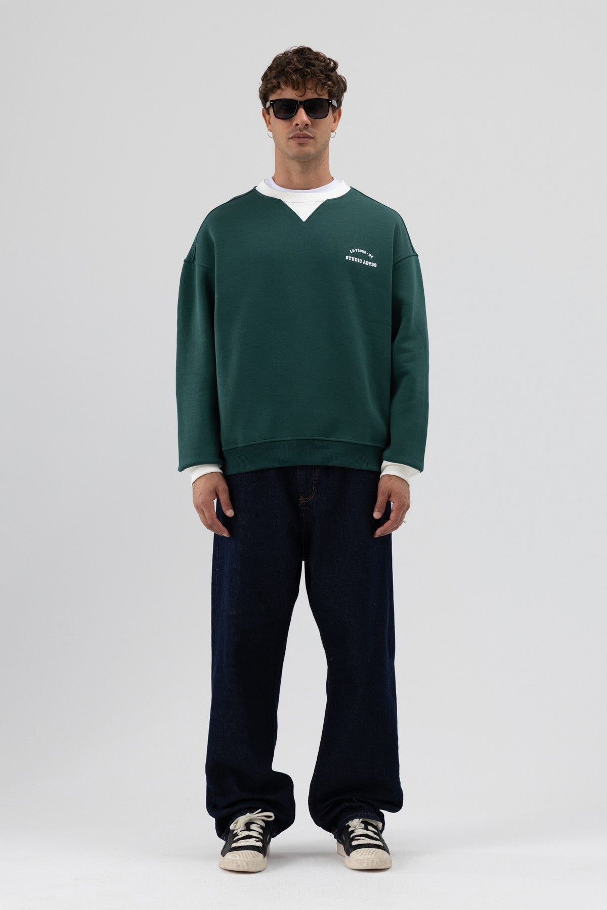 Oversized Bike Neck Print Sweatshirt