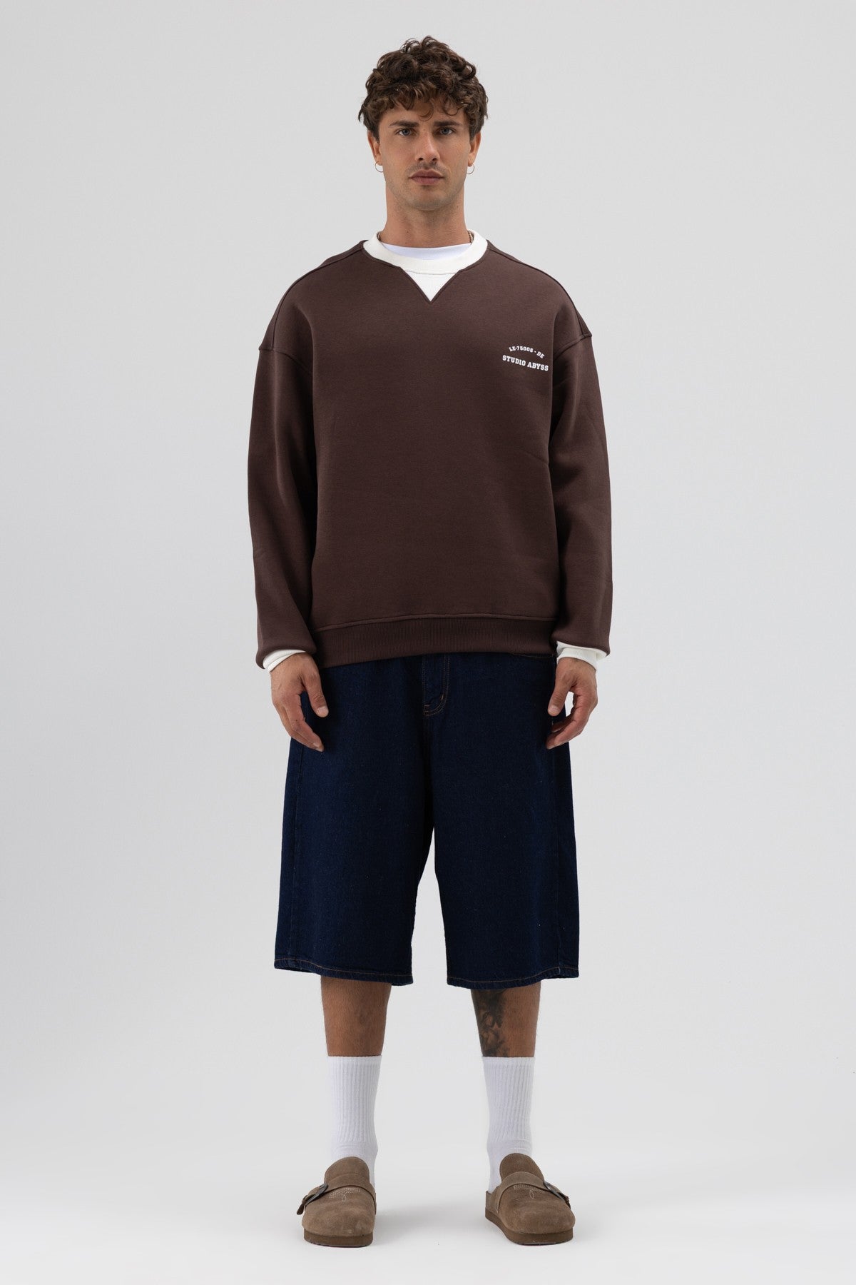 Oversized Bike Neck Print Sweatshirt