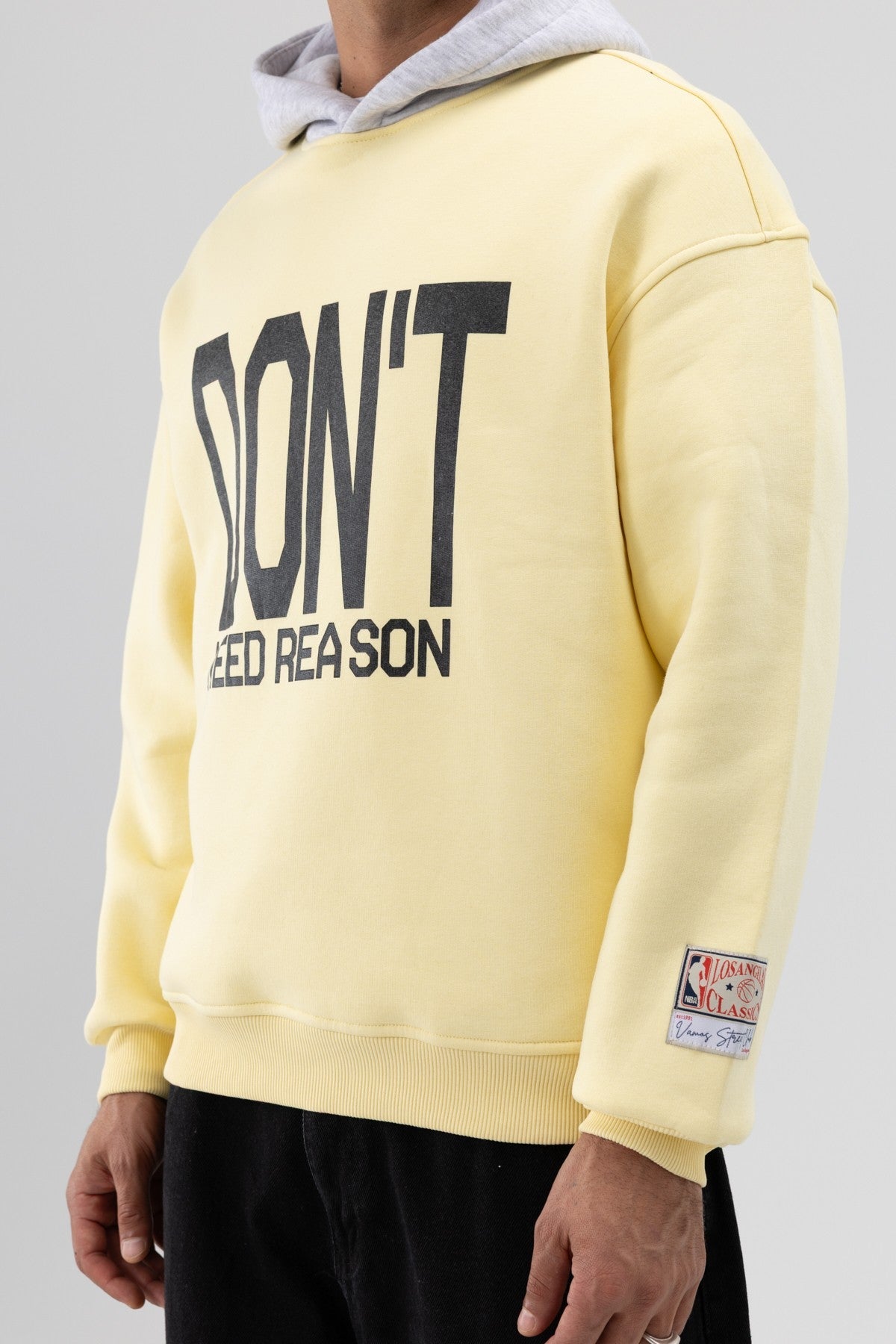 Two-Tone Printed Oversized Sweatshirt