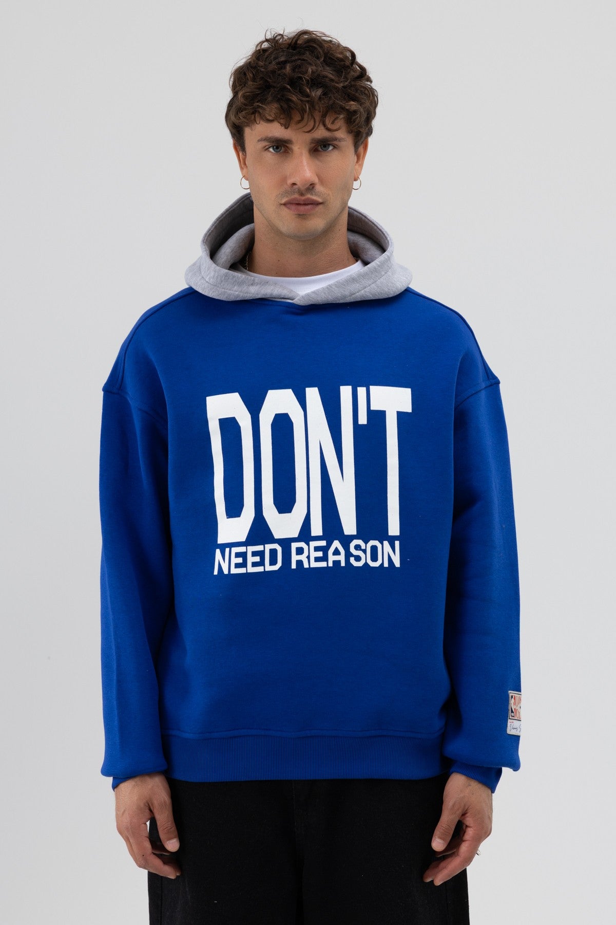 Two-Tone Printed Oversized Sweatshirt