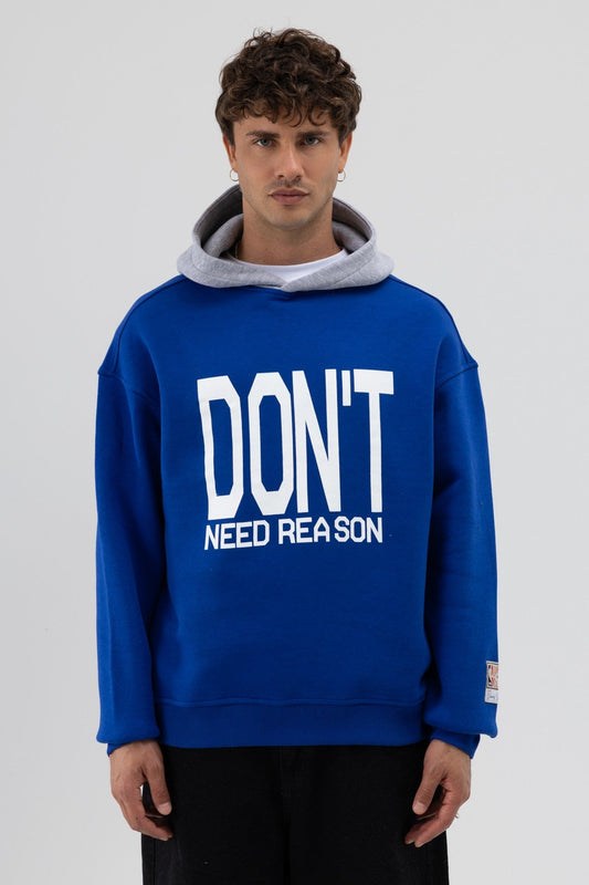 Two-Tone Printed Oversized Sweatshirt