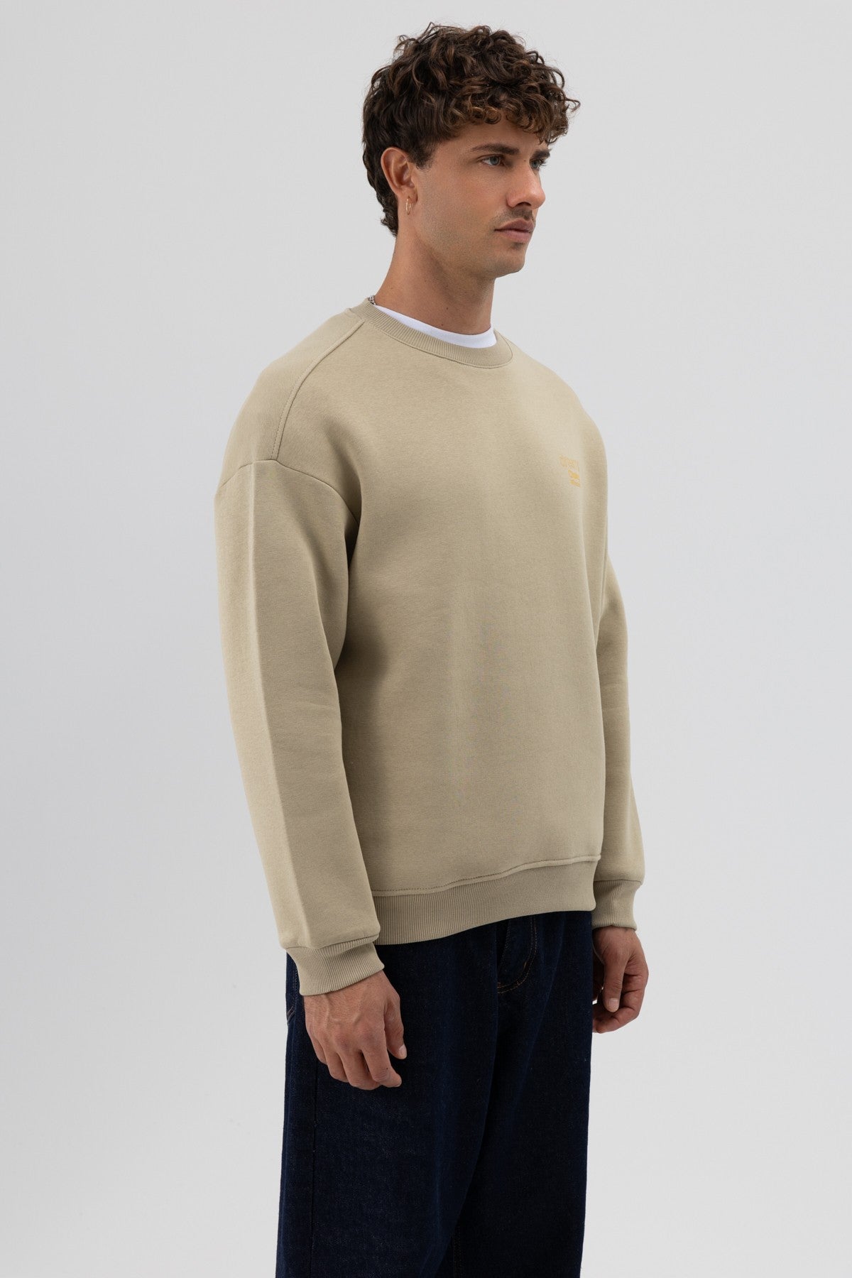 Oversized Bike Neck Print Sweatshirt