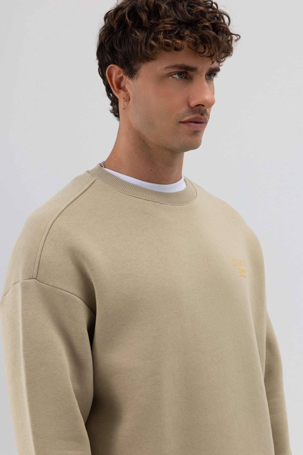 Oversized Bike Neck Print Sweatshirt