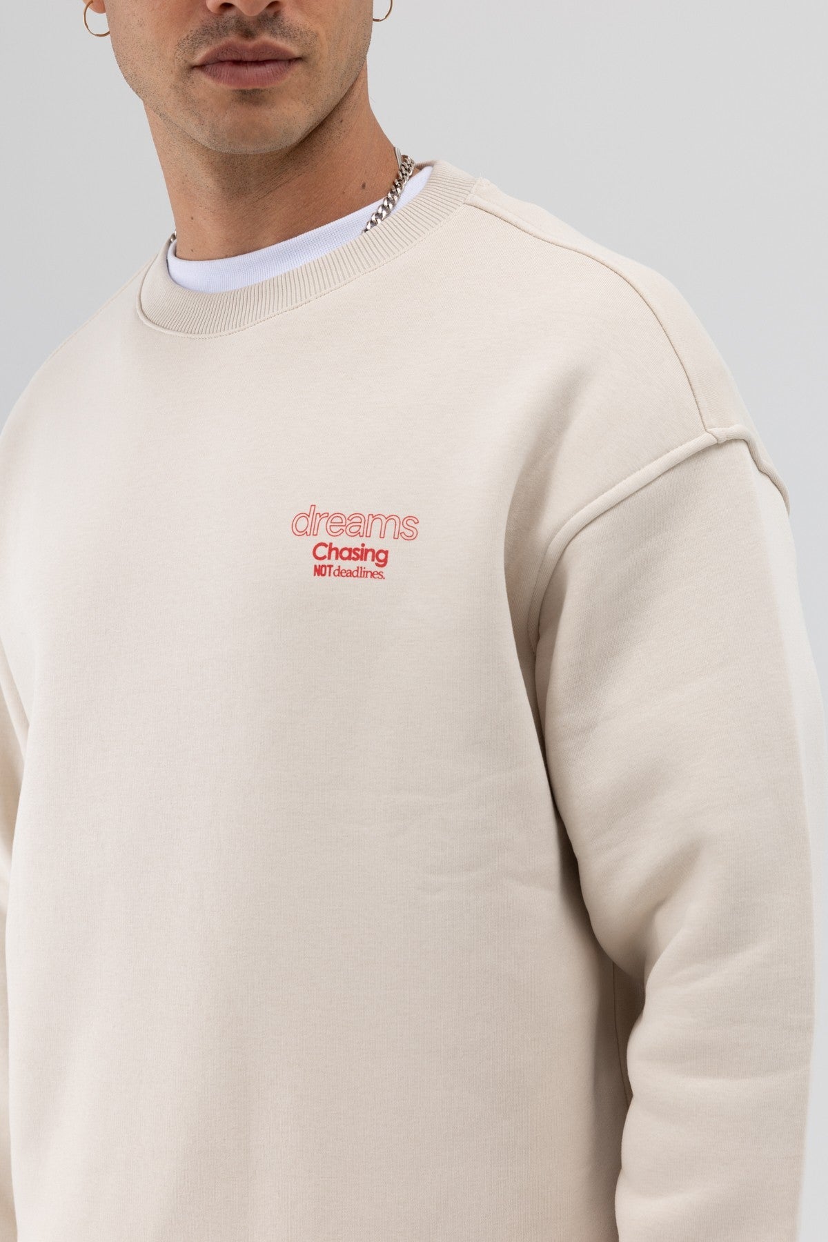 Oversized Bike Neck Print Sweatshirt