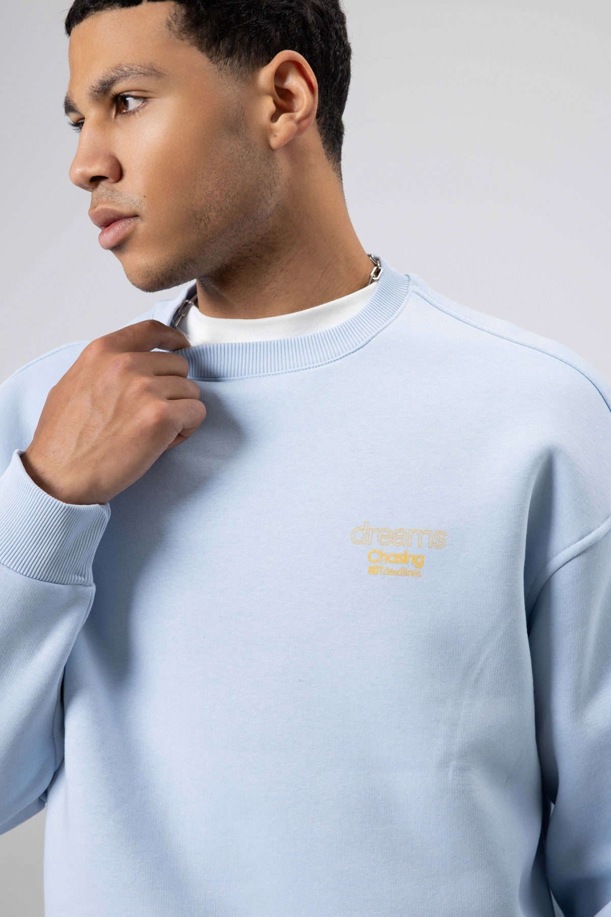 Oversized Bike Neck Print Sweatshirt