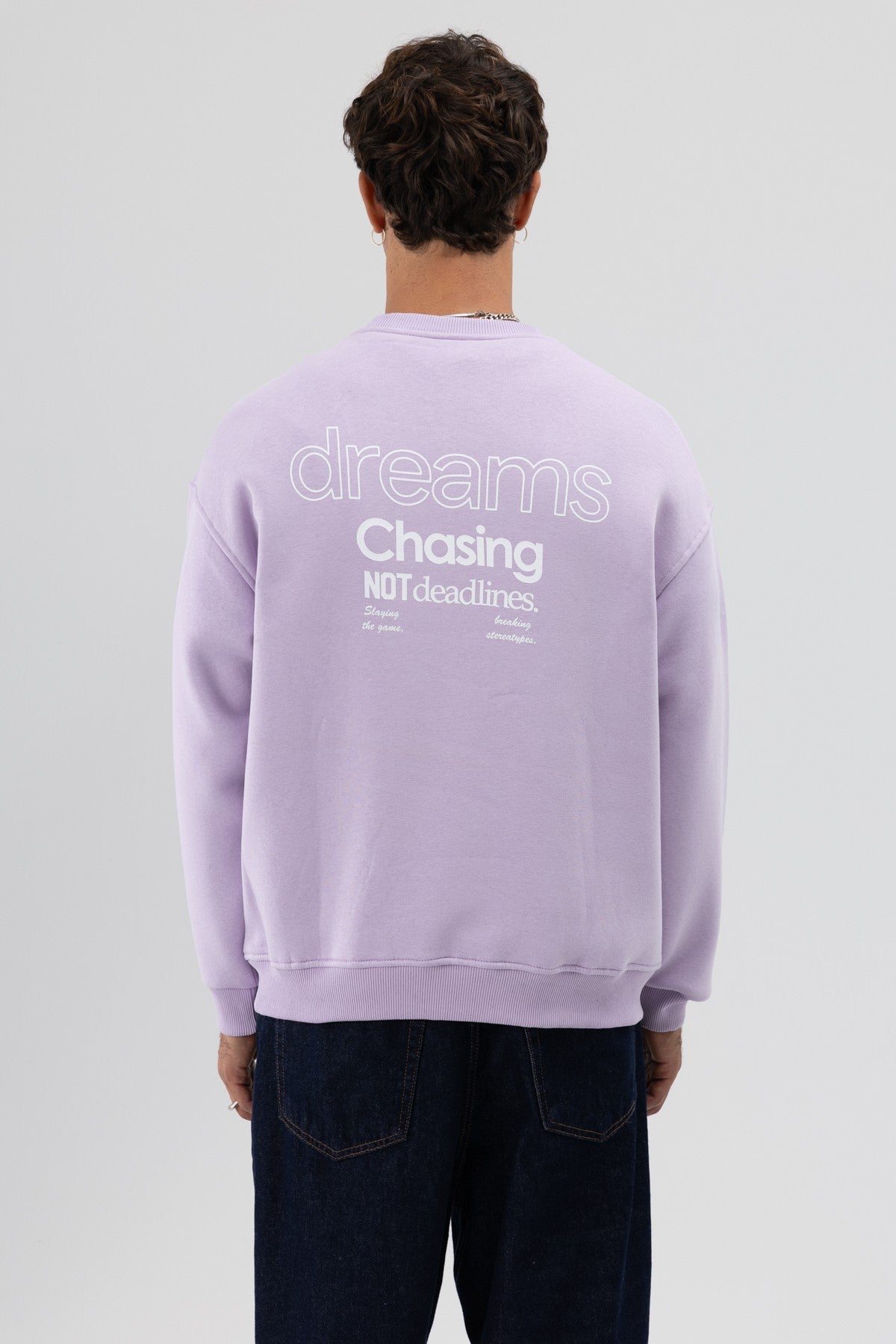 Oversized Bike Neck Print Sweatshirt