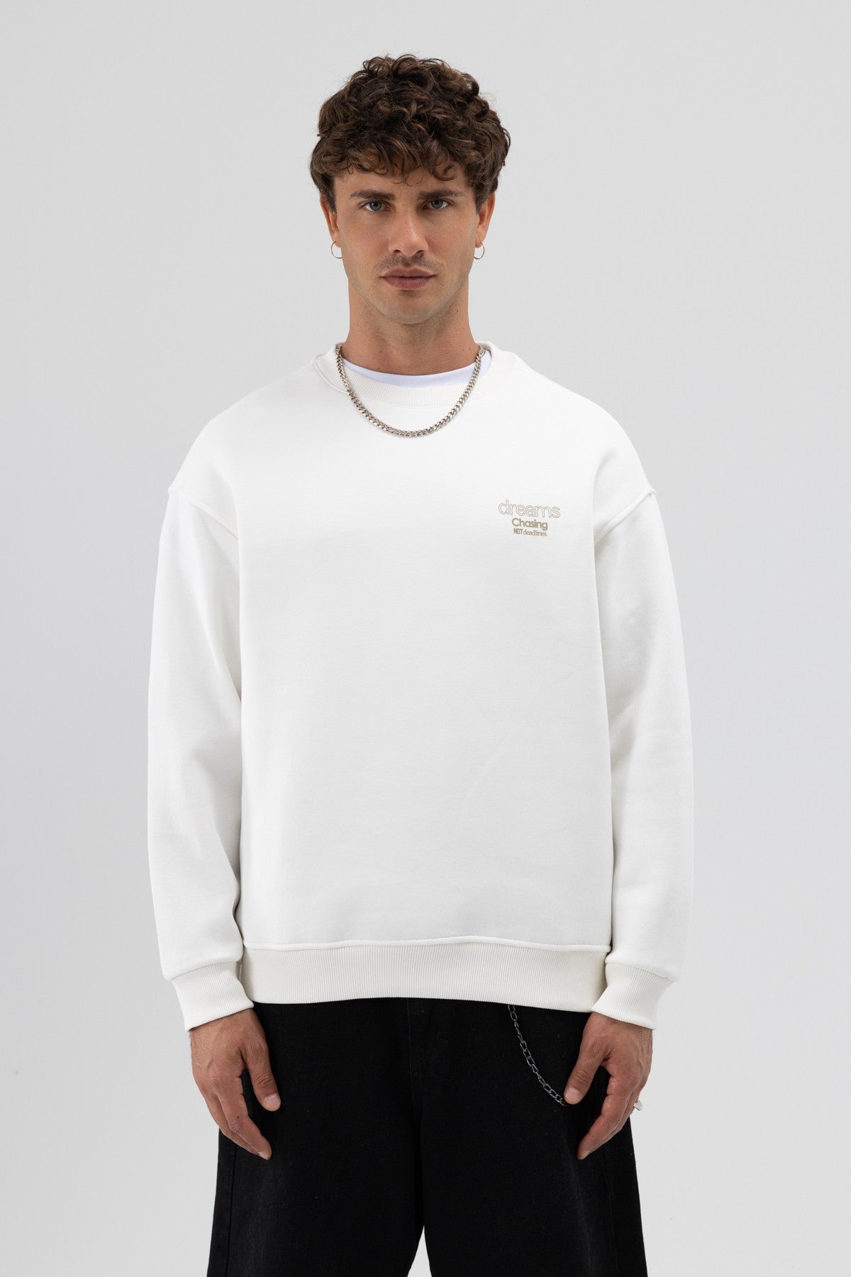 Oversized Bike Neck Print Sweatshirt V70-95