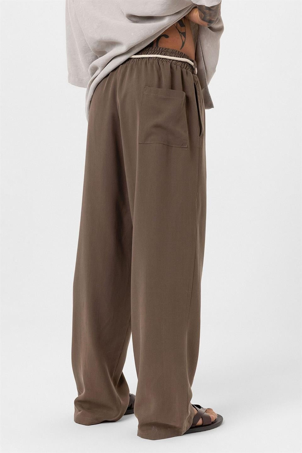 Baggy Lyocell Pants with Detailed Waistband
