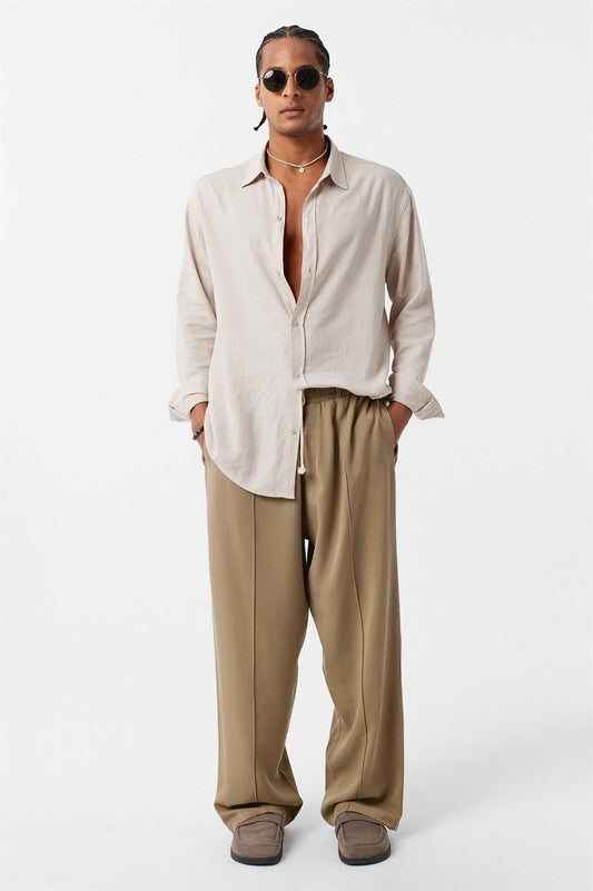 Baggy Lyocell Pants with Detailed Waistband