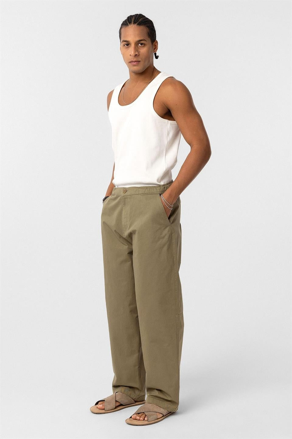 Pre-Washed Gabardine Baggy Pants