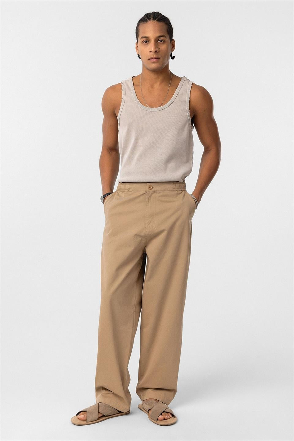 Pre-Washed Gabardine Baggy Pants