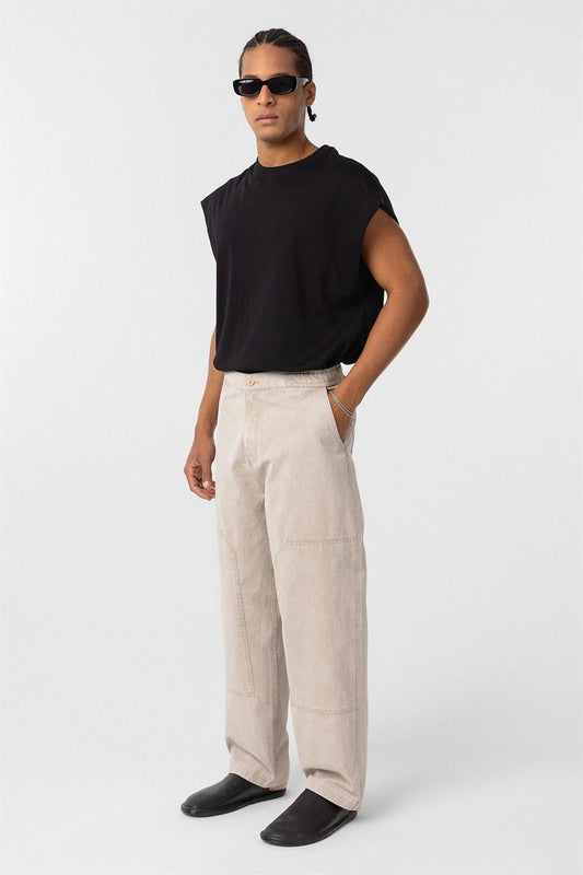 Pre-Washed Baggy Gabardine Pants