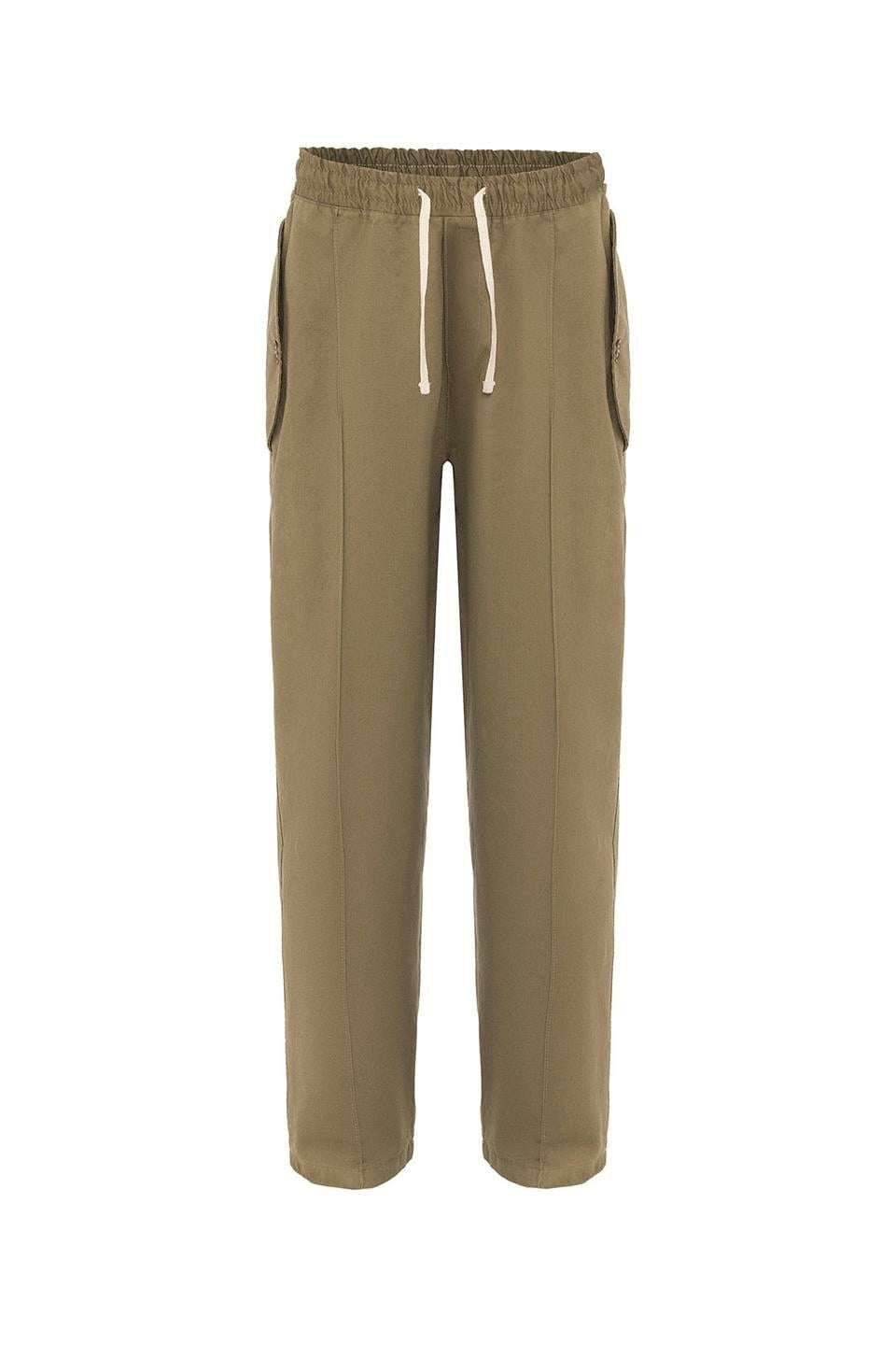 Lace-Up Baggy Gabardine Pants