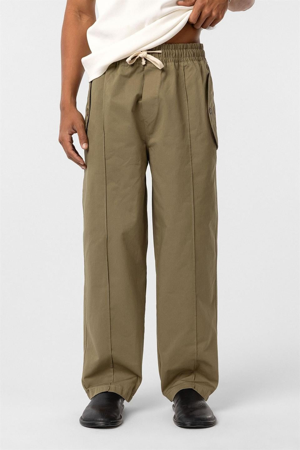 Lace-Up Baggy Gabardine Pants