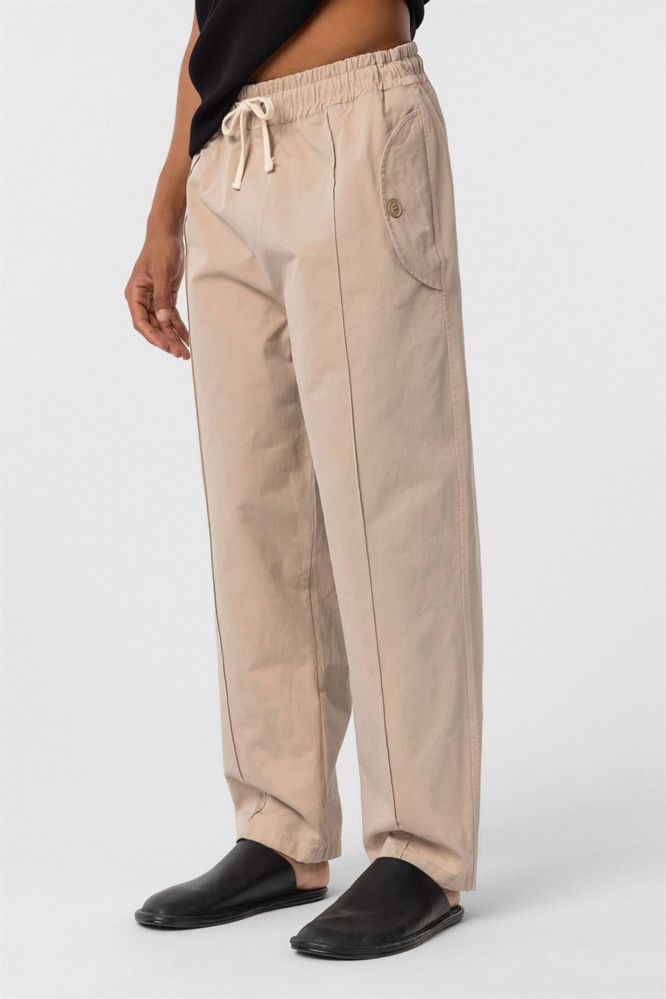 Lace-Up Baggy Gabardine Pants