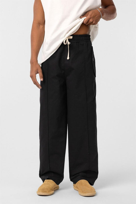 Lace-Up Baggy Gabardine Pants