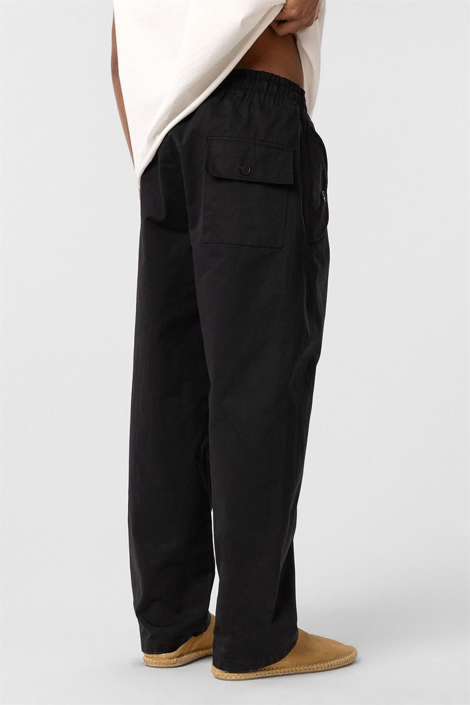 Lace-Up Baggy Gabardine Pants