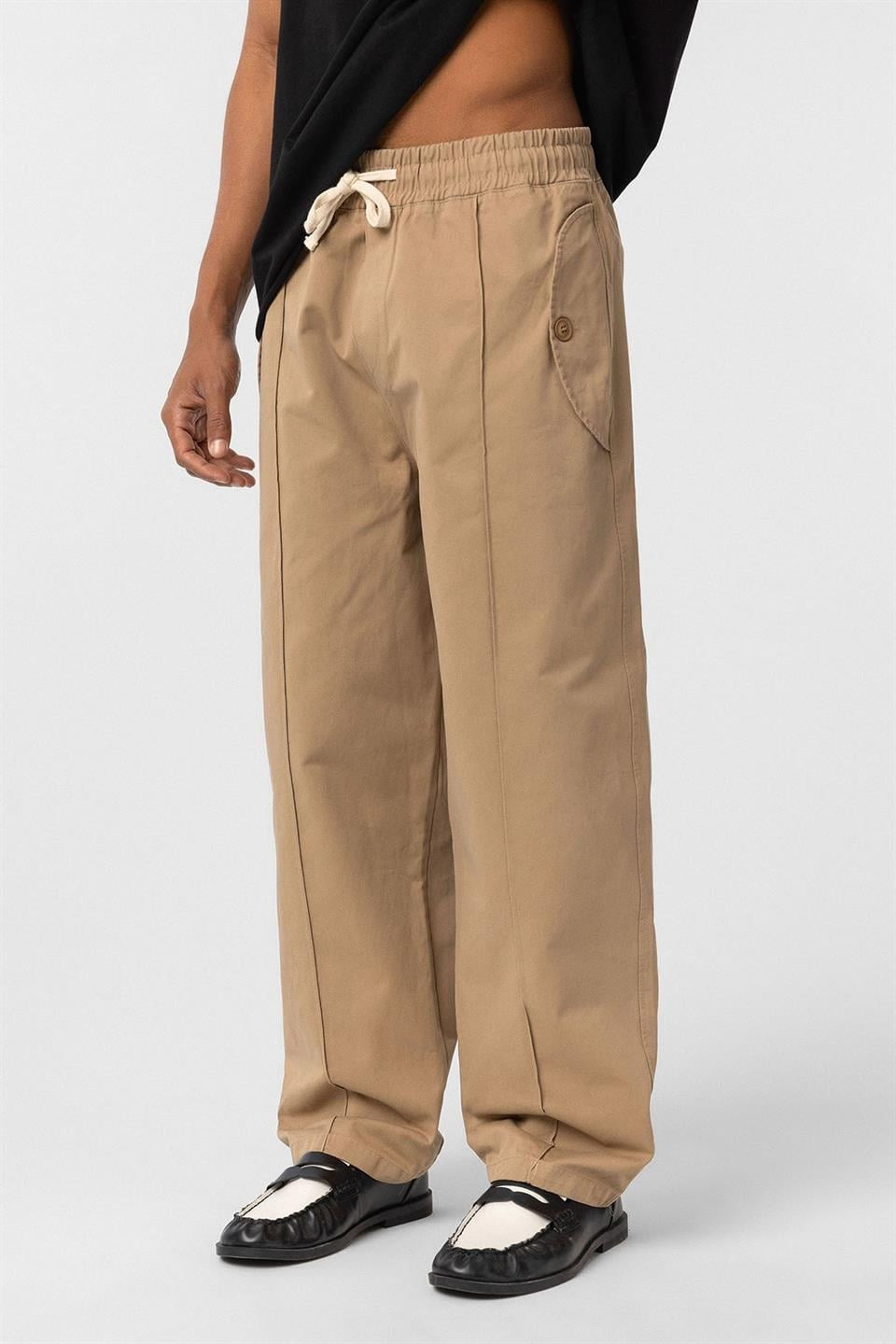 Lace-Up Baggy Gabardine Pants