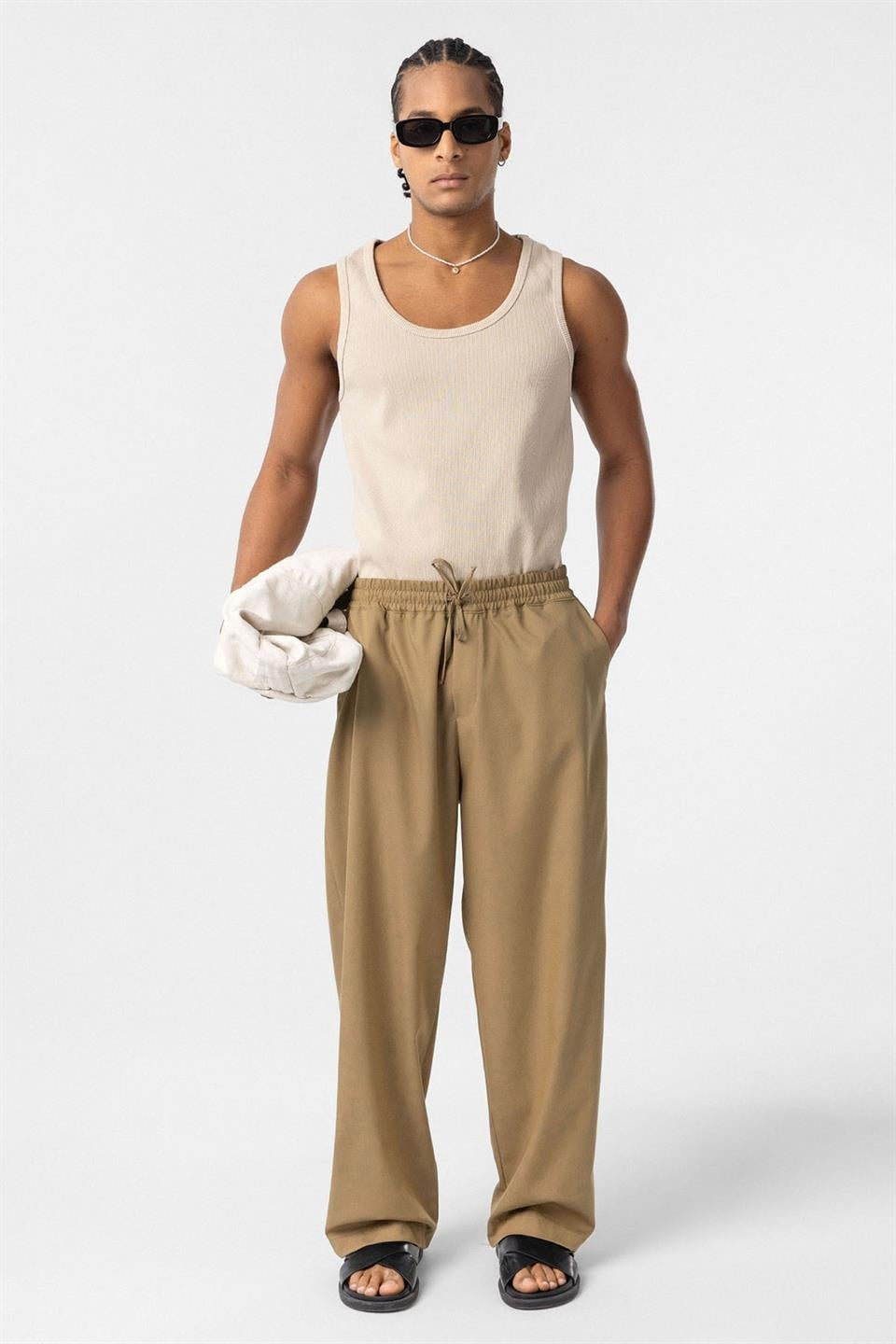 Baggy Pants with an Elastic Waistband