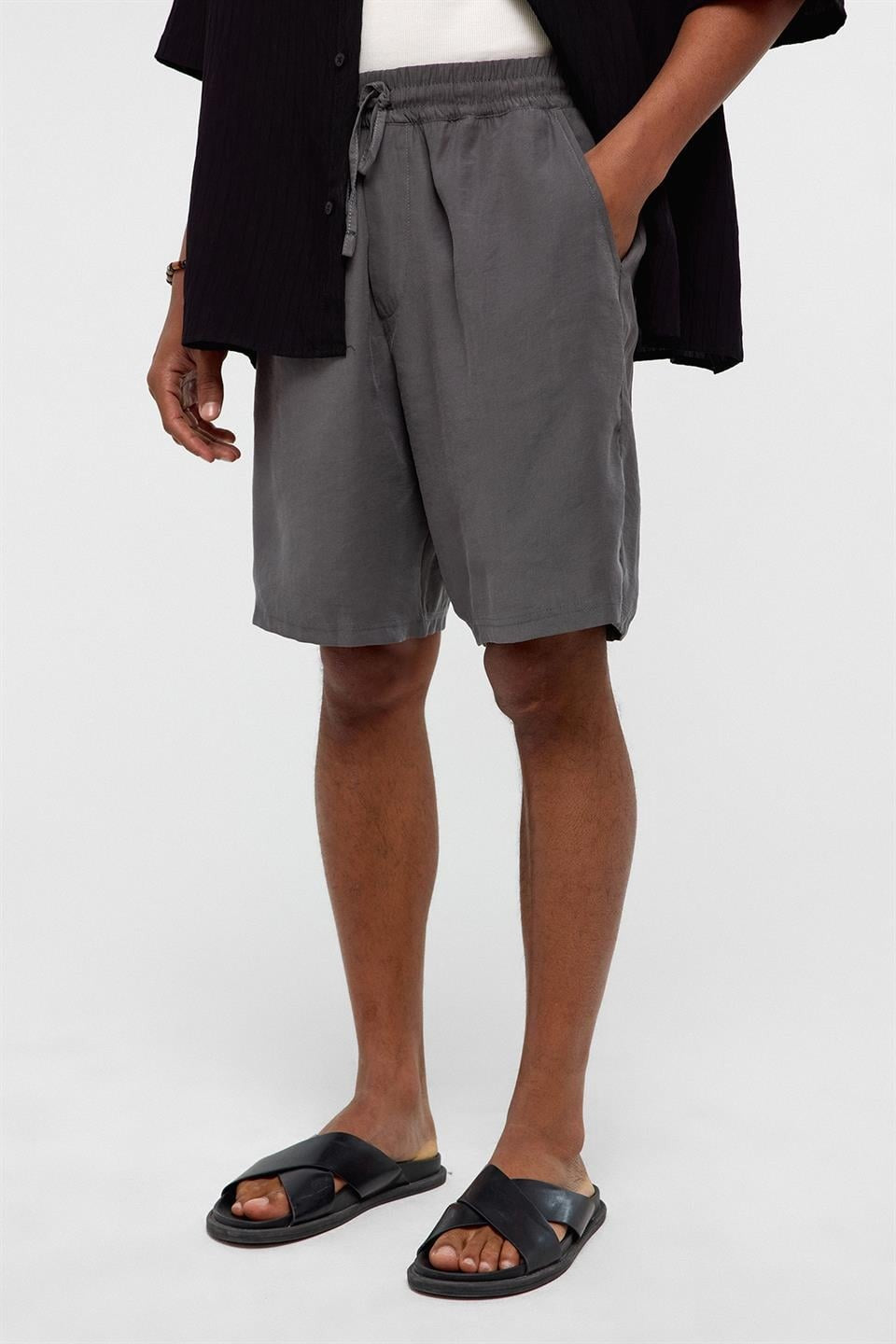 Oversized Modal Fabric Bermuda Shorts
