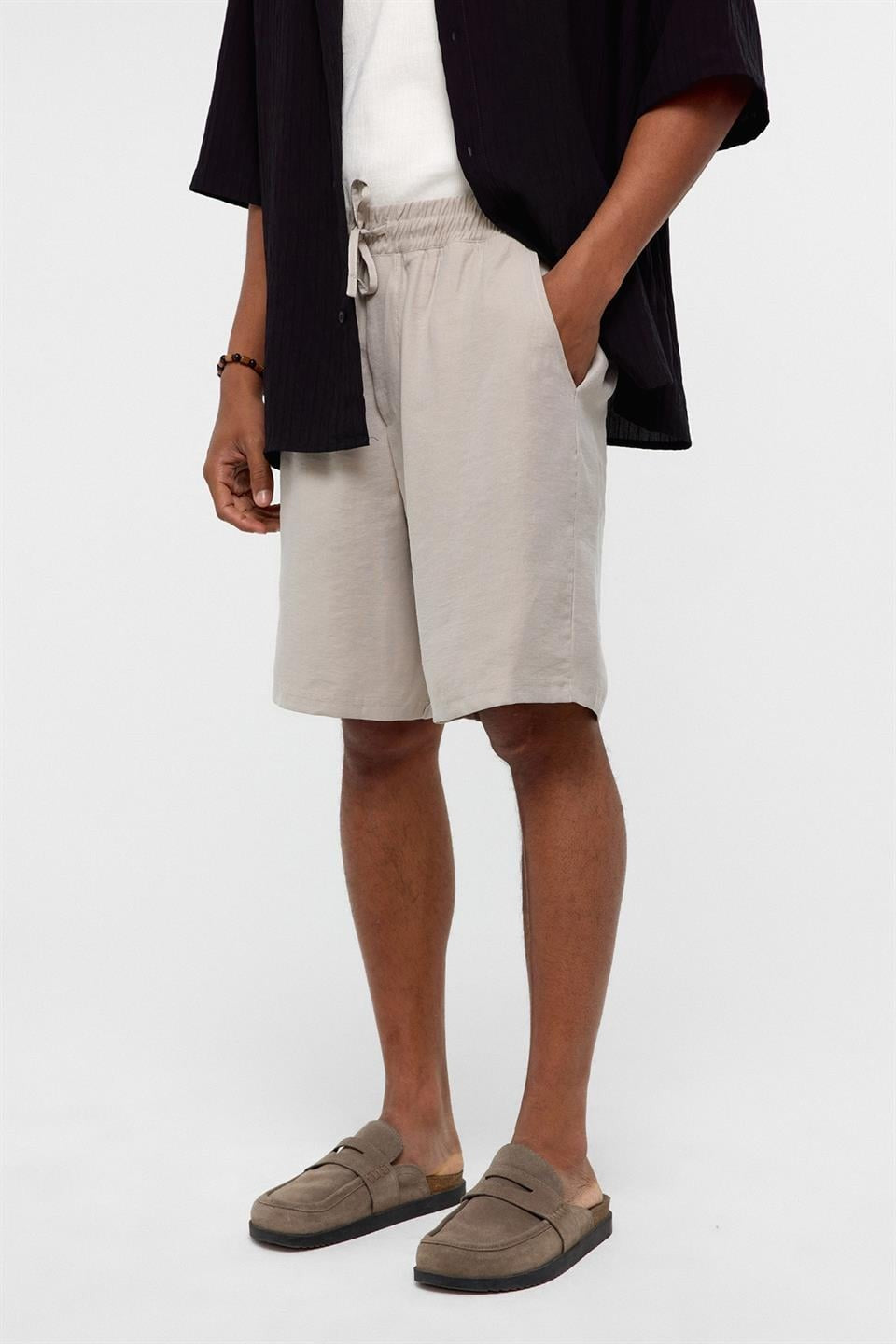 Oversized Modal Fabric Bermuda Shorts