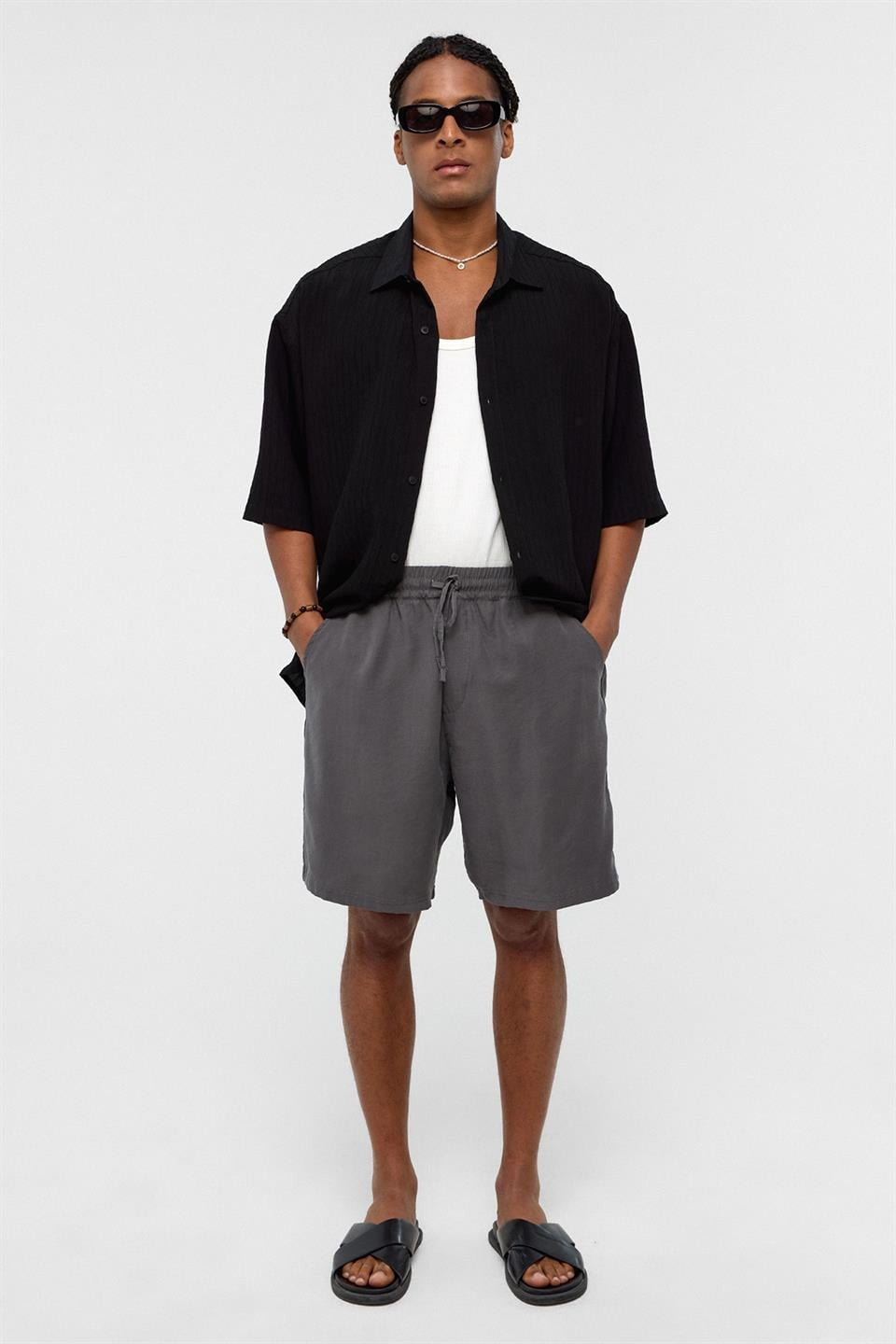 Oversized Modal Fabric Bermuda Shorts