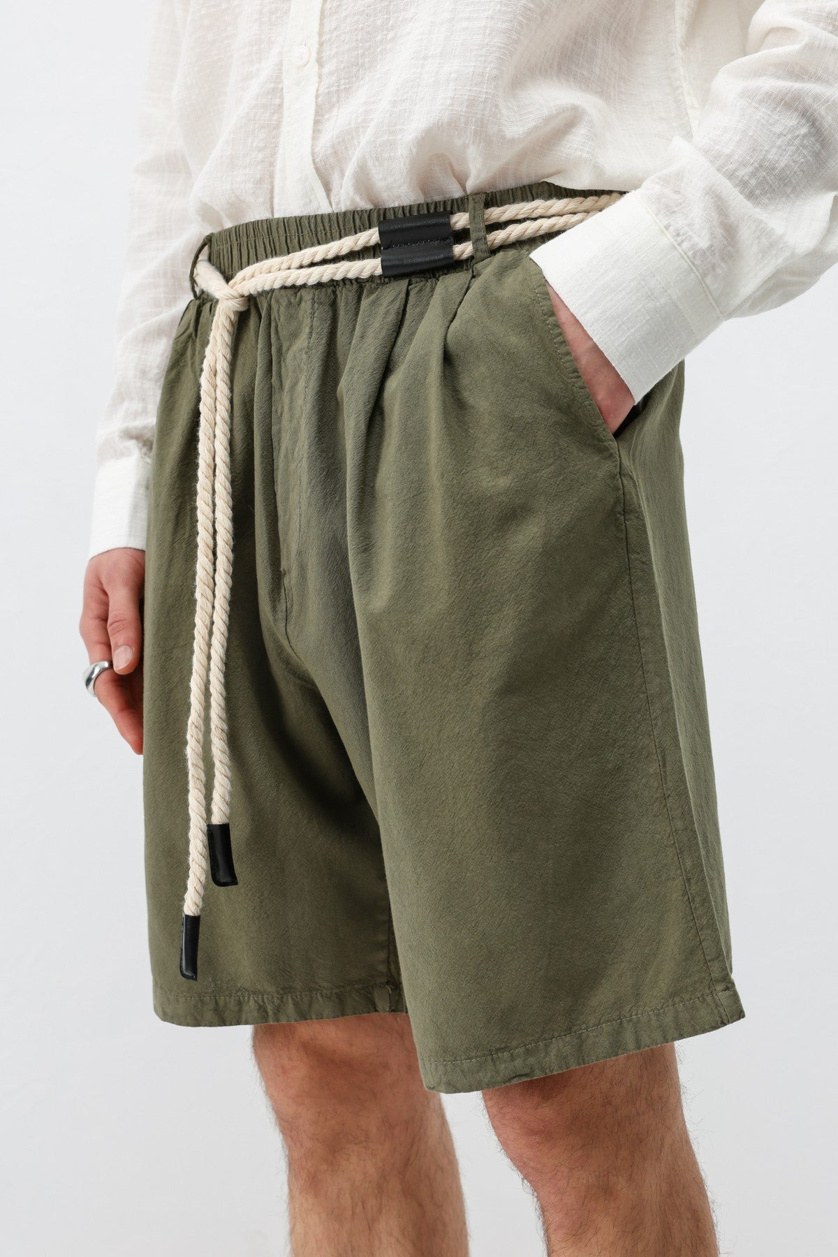 Oversized Linen Shorts with a Waistband