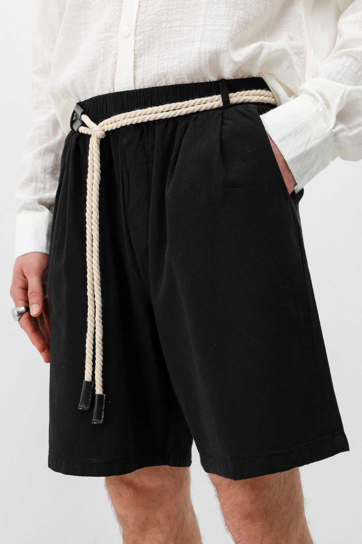 Oversized Linen Shorts with a Waistband